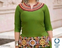 Stylish RETRO Women Ethenic Embroidered Rayon Skirts And Tops - XL